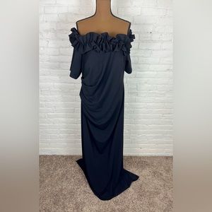 Xscape Ruffled Off the Shoulder Crepe Sheath Gown, Plus Size, 18W